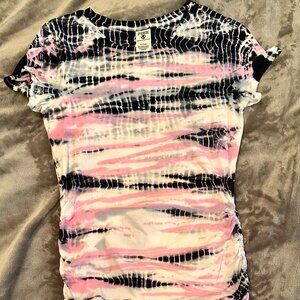 ADORABLE PINK, pink and navy tie dye dress